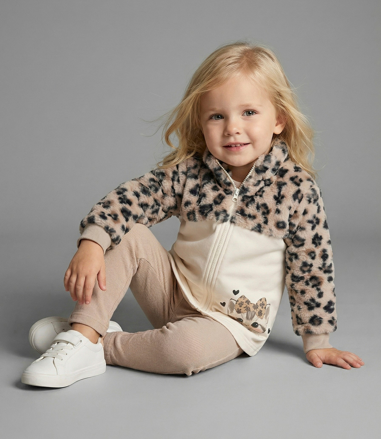 Conjunto bebé animal print beige Limonada-0