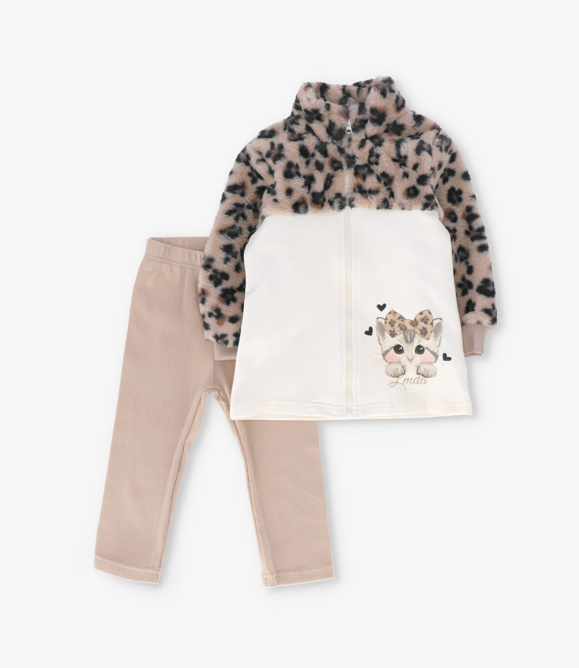 Conjunto bebé animal print beige Limonada-1