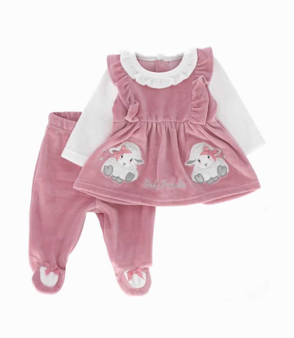 Conjunto recién nacida con vuelos palo rosa Limonada-0
