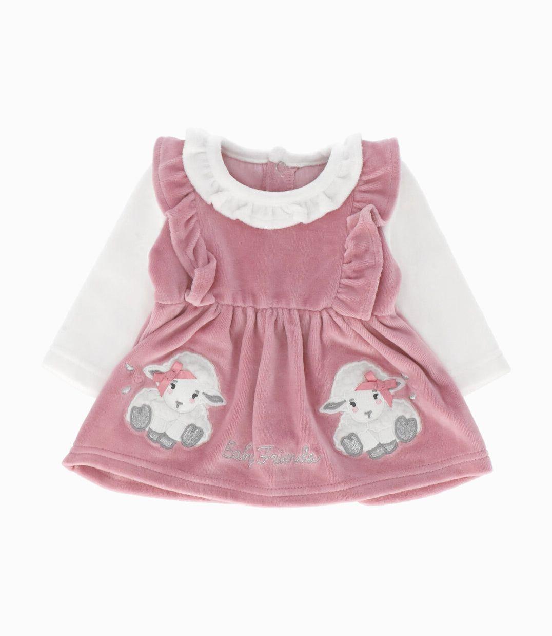 Conjunto recién nacida con vuelos palo rosa Limonada-1