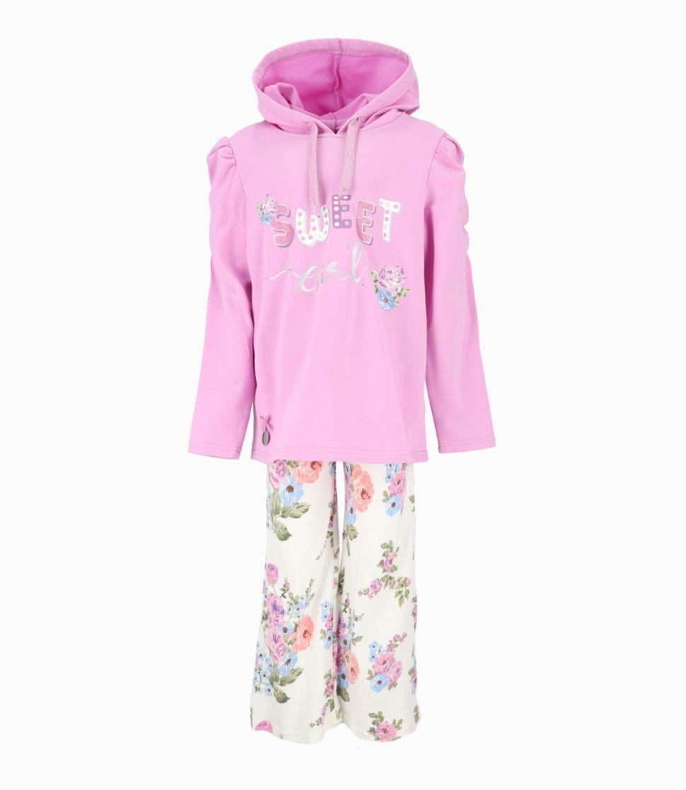 Conjunto niña floreado de polerón y calzas Morado LIMONADA-0