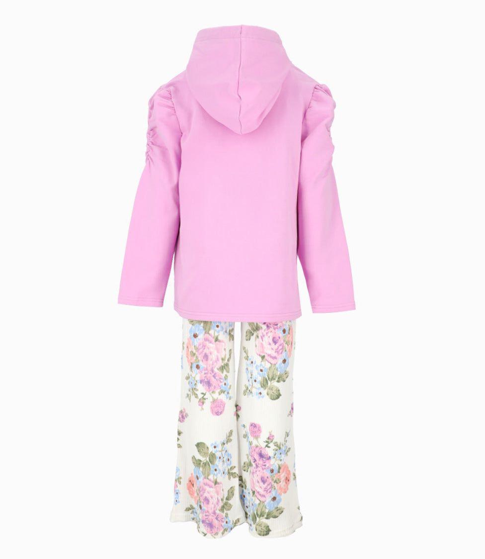 Conjunto niña floreado de polerón y calzas Morado LIMONADA-1