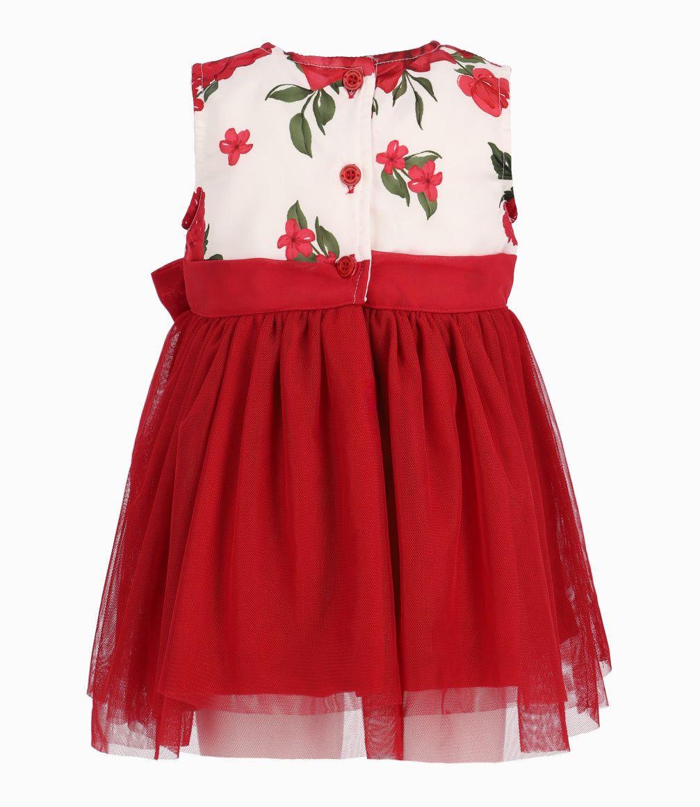 Vestido Bebé Ocasión Con Flores Rojo-1
