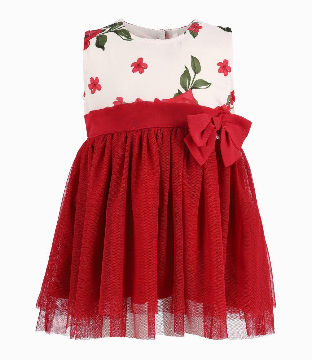 Vestido Bebé Ocasión Con Flores Rojo-2