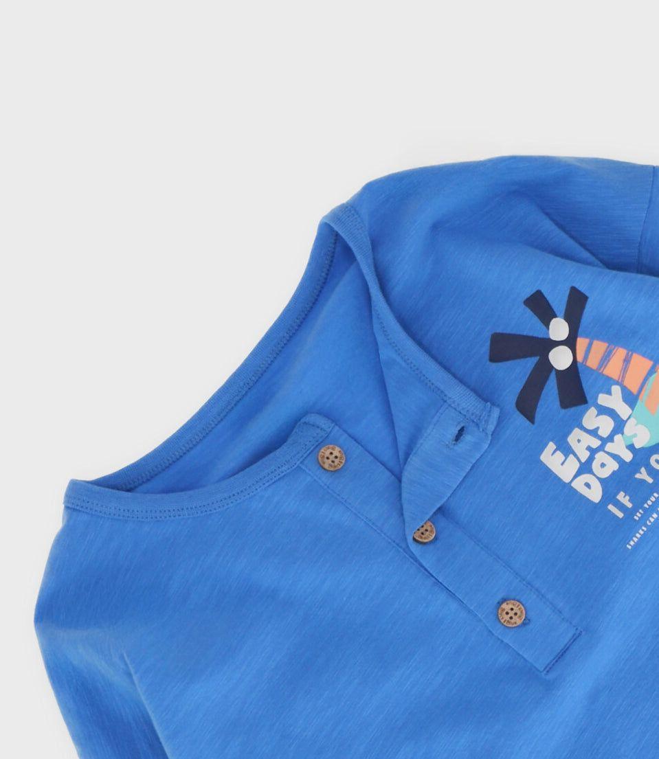 Polera manga larga niño con palmera azul Black and Blue-2