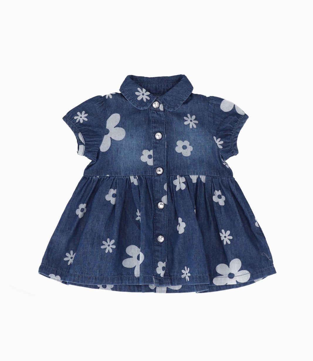 Vestido recién nacida con flores azul Limonada-0