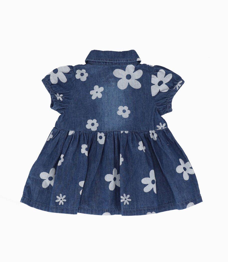 Vestido recién nacida con flores azul Limonada-1