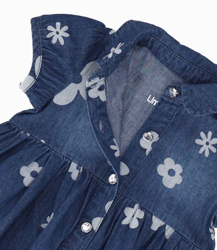 Vestido recién nacida con flores azul Limonada-2