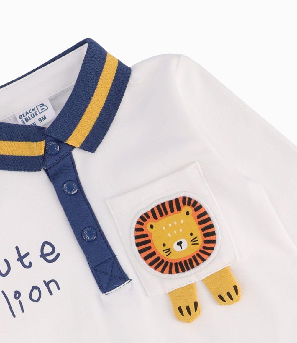 Conjunto Con Cuello Polo Recién Nacido Blanco Black and Blue-1