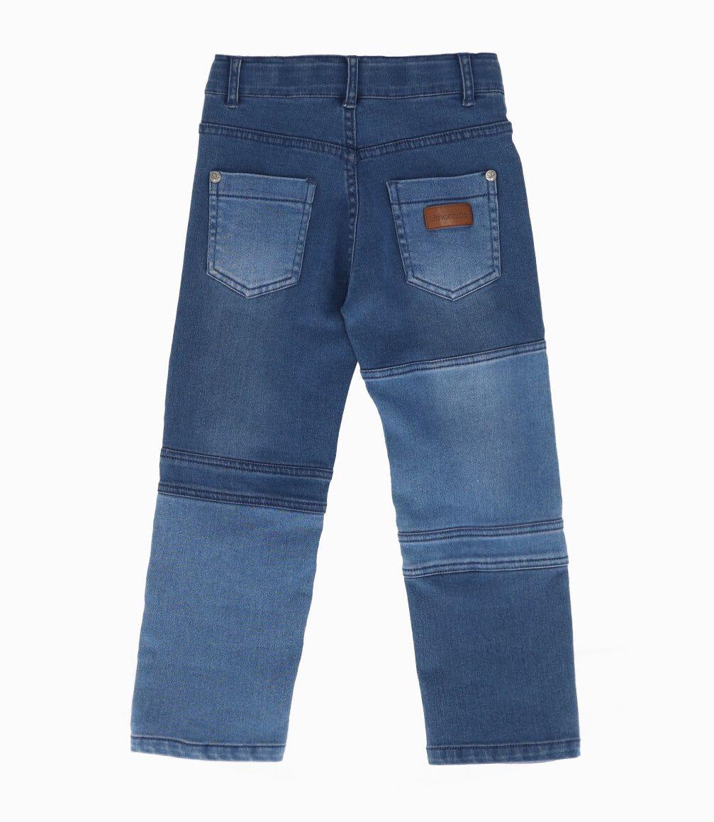 Jeans niña patchwork con oso azul marino Limonada-1