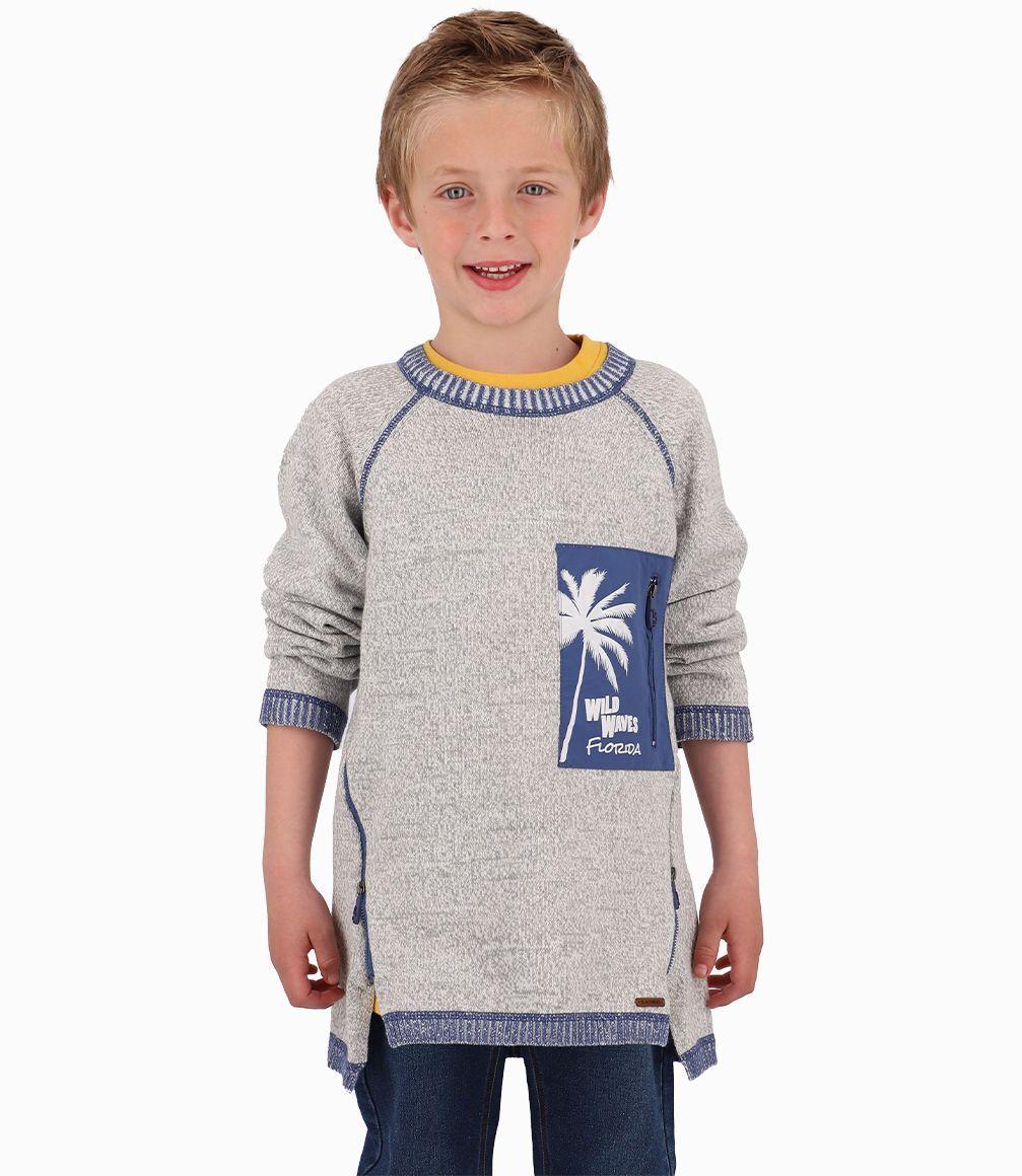 Chaleco Con Aberturas Laterales Niño Gris Black and Blue-0