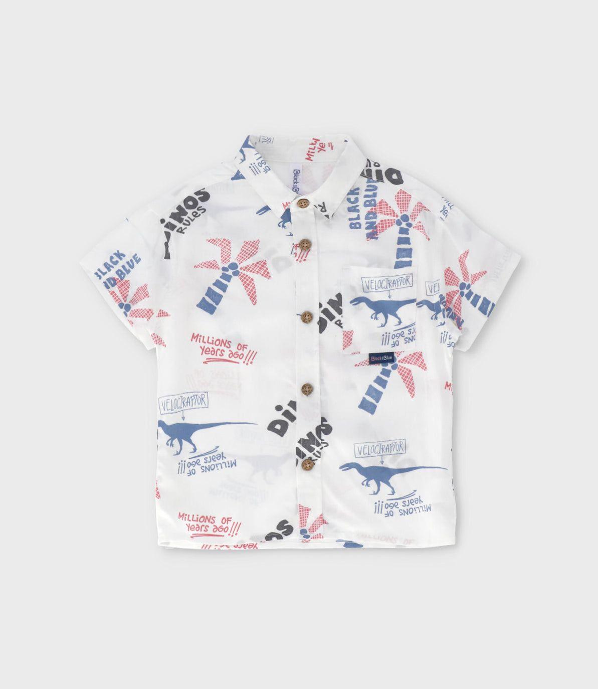 Camisa manga corta bebé dinos crudo Black and Blue-0