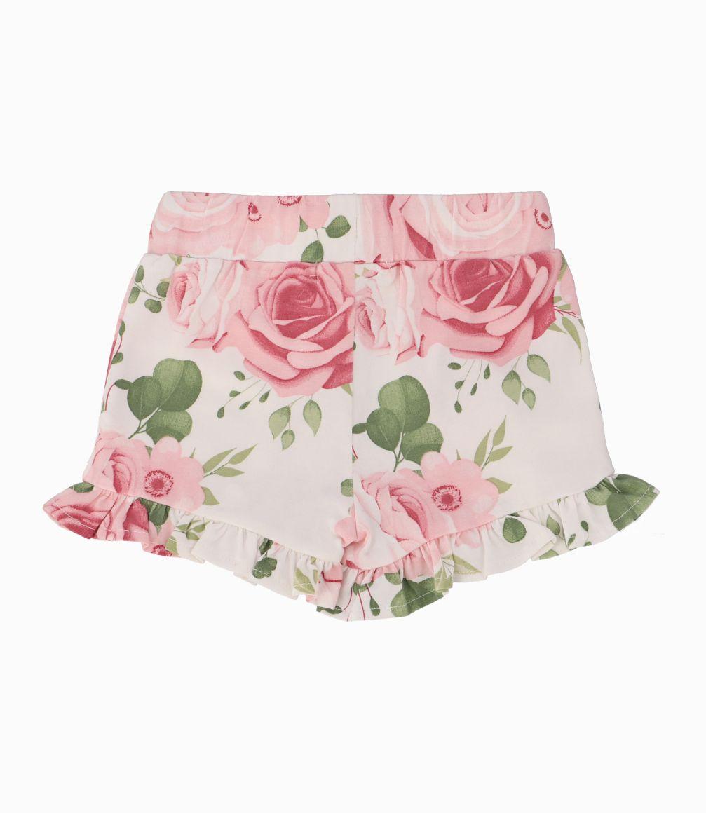 Short Bebé Con Flores Limonada Palo Rosa-1