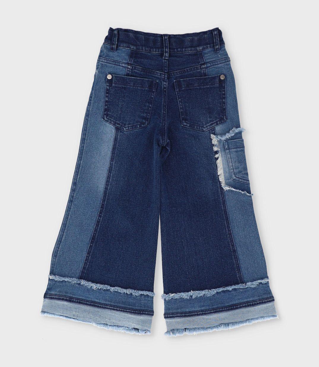 Jeans niña aplicación de flores azul Limonada-1
