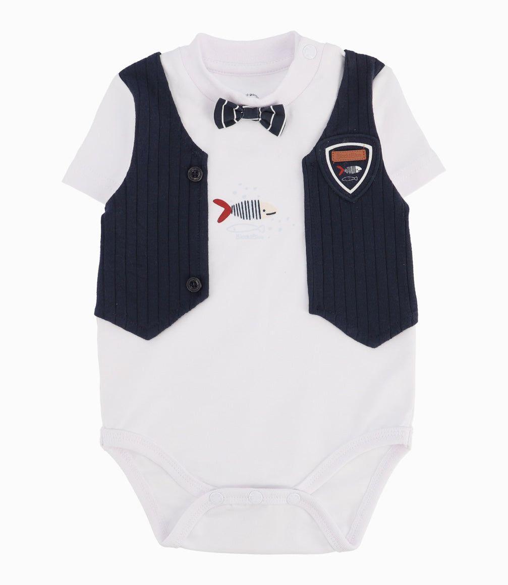 Conjunto Recién Nacido De Body Y Bermuda Azul Marino-6