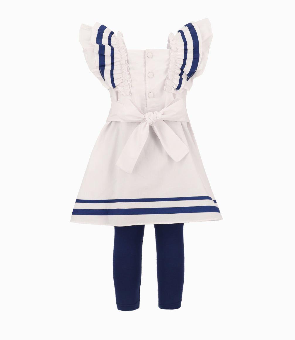 Conjunto Bebé De Vestido Y Calzas Blanco-5