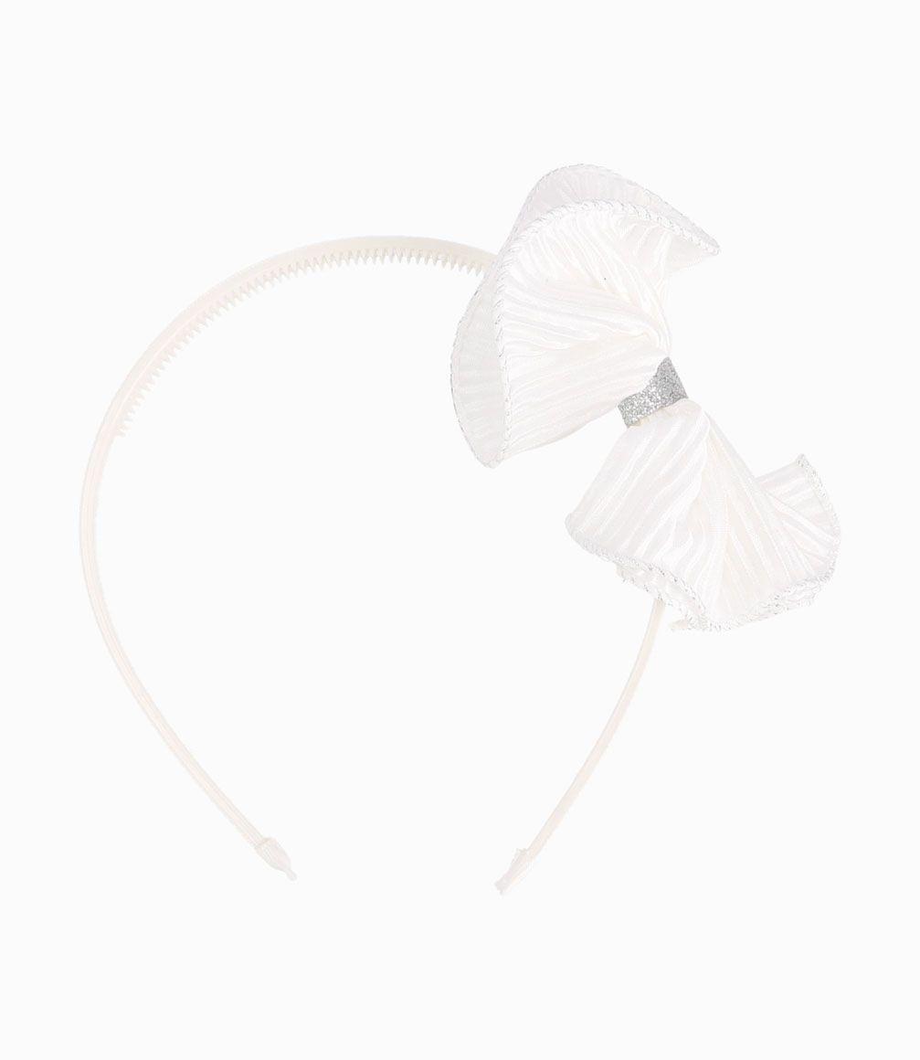 Cintillo Con Lazo Plisado Niña Crudo Limonada-0