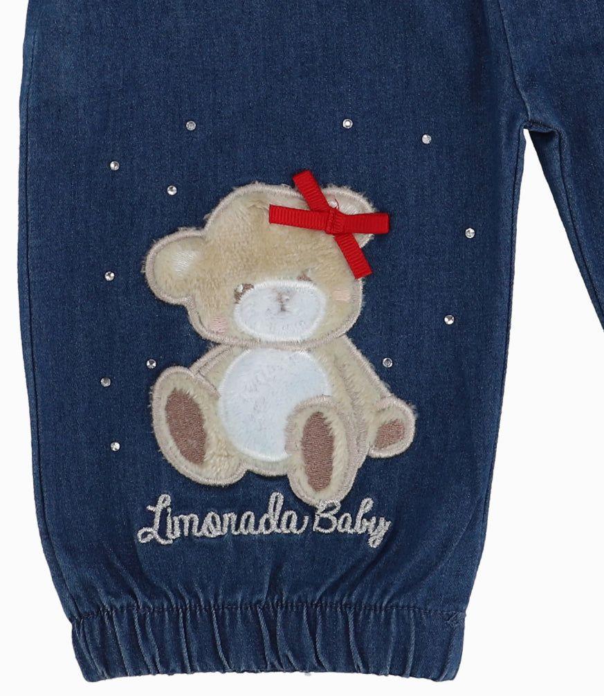 Jardinera Recién Nacida Con Oso Denim Azul-2