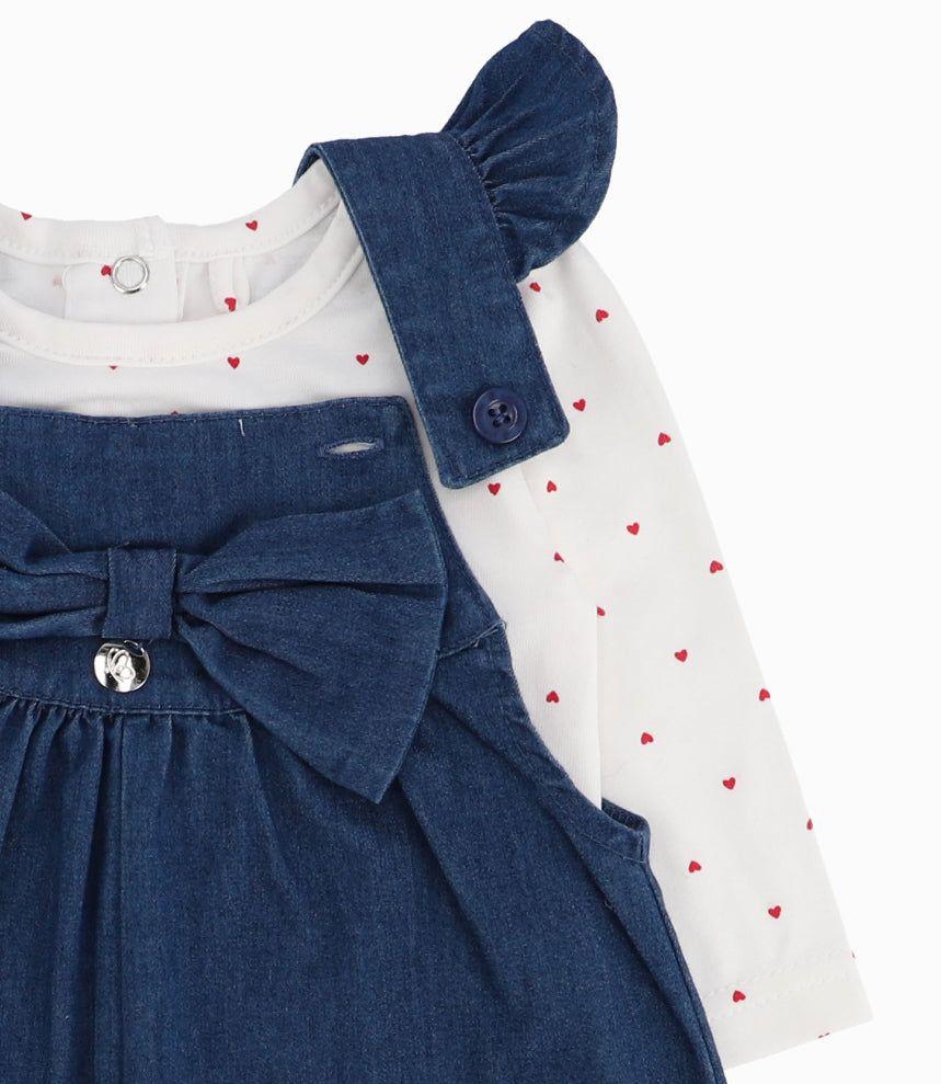 Jardinera Recién Nacida Con Oso Denim Azul-9