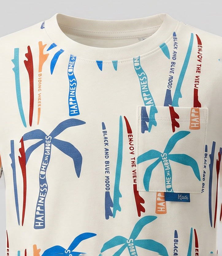 Polera manga corta bebé  B12021270603 crudo Black and blue-3