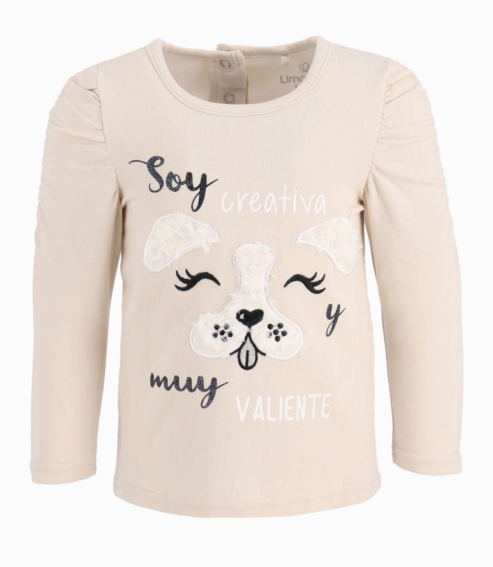 Polera Bebé Niña Con Perrito Crudo-0