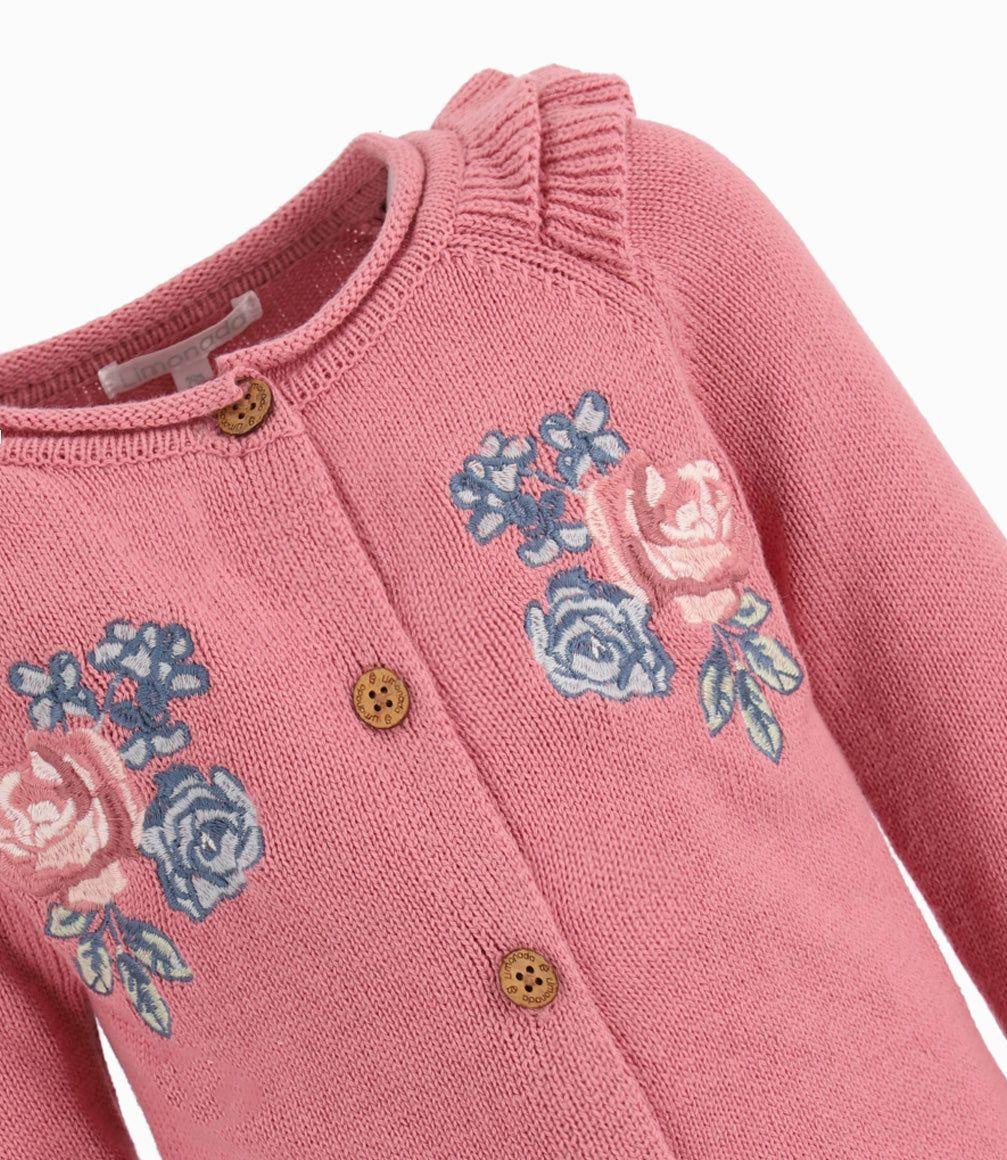 Chaleco Bebé Niña Con Bordado De Flores Limonada Palo Rosa-2