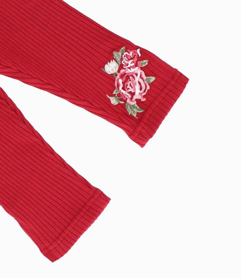 Calza bebé con flor rojo Limonada-2