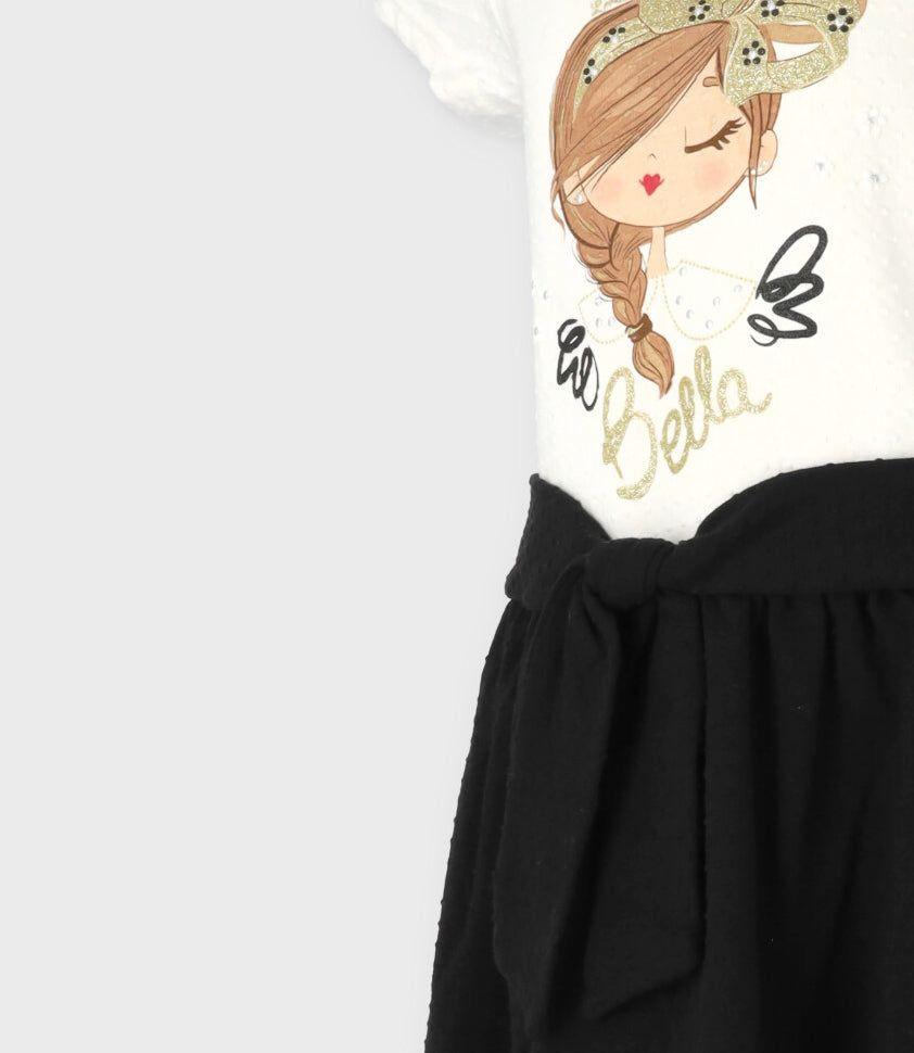 Vestido niña con puntos y estampado negro Limonada-2