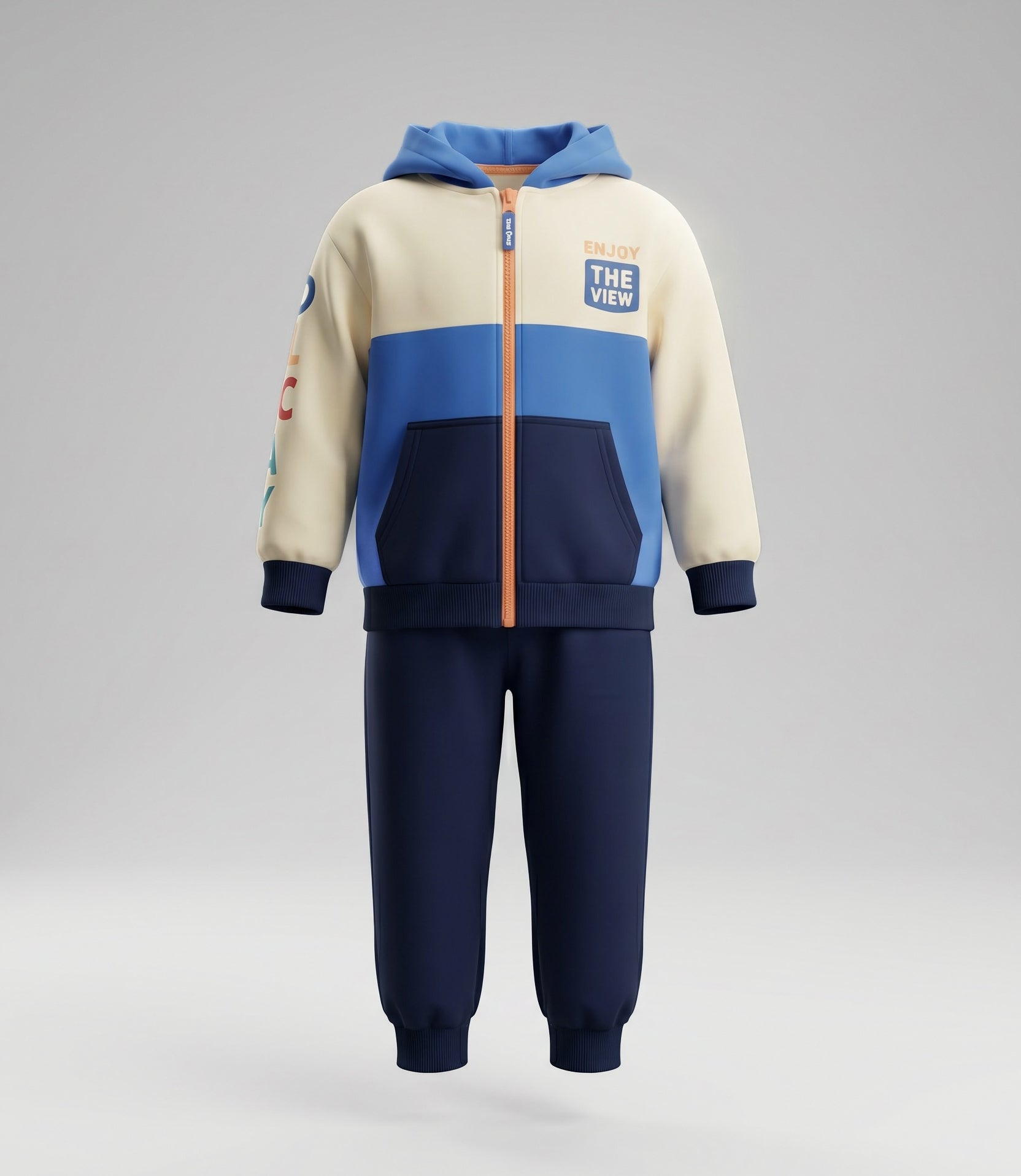 Buzo niño color block B11191270303 crudo Black and blue-0