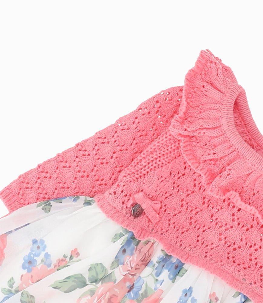 Vestido recién nacida con top tejido coral Limonada-2