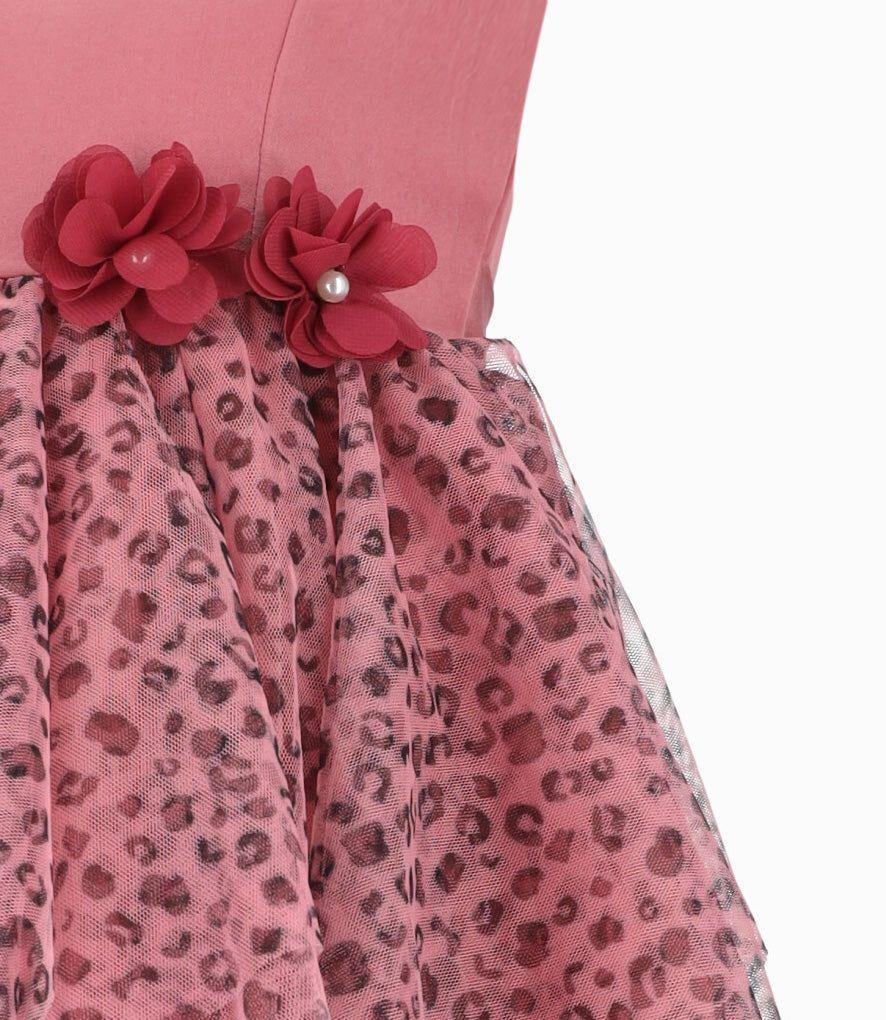 Vestido niña con tul estampado palo rosa Limonada-2