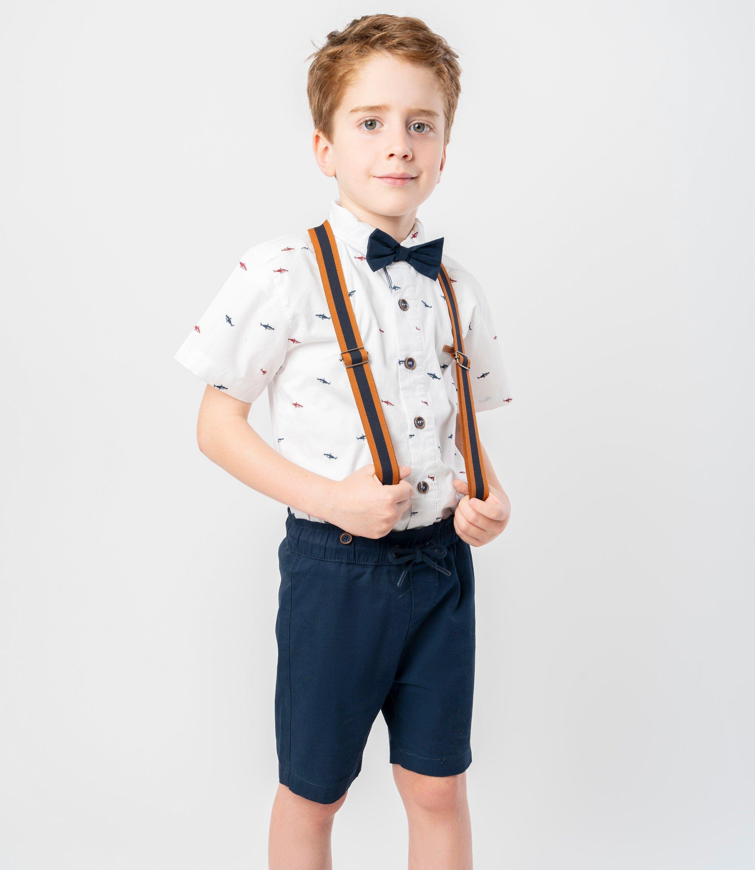 Conjunto niño de camisa y bermudas blanco Black and Blue-0