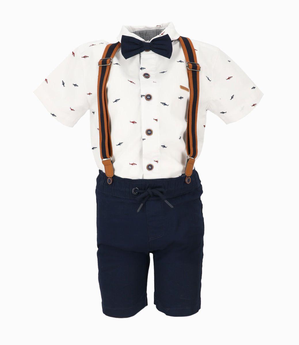 Conjunto niño de camisa y bermudas blanco Black and Blue-1