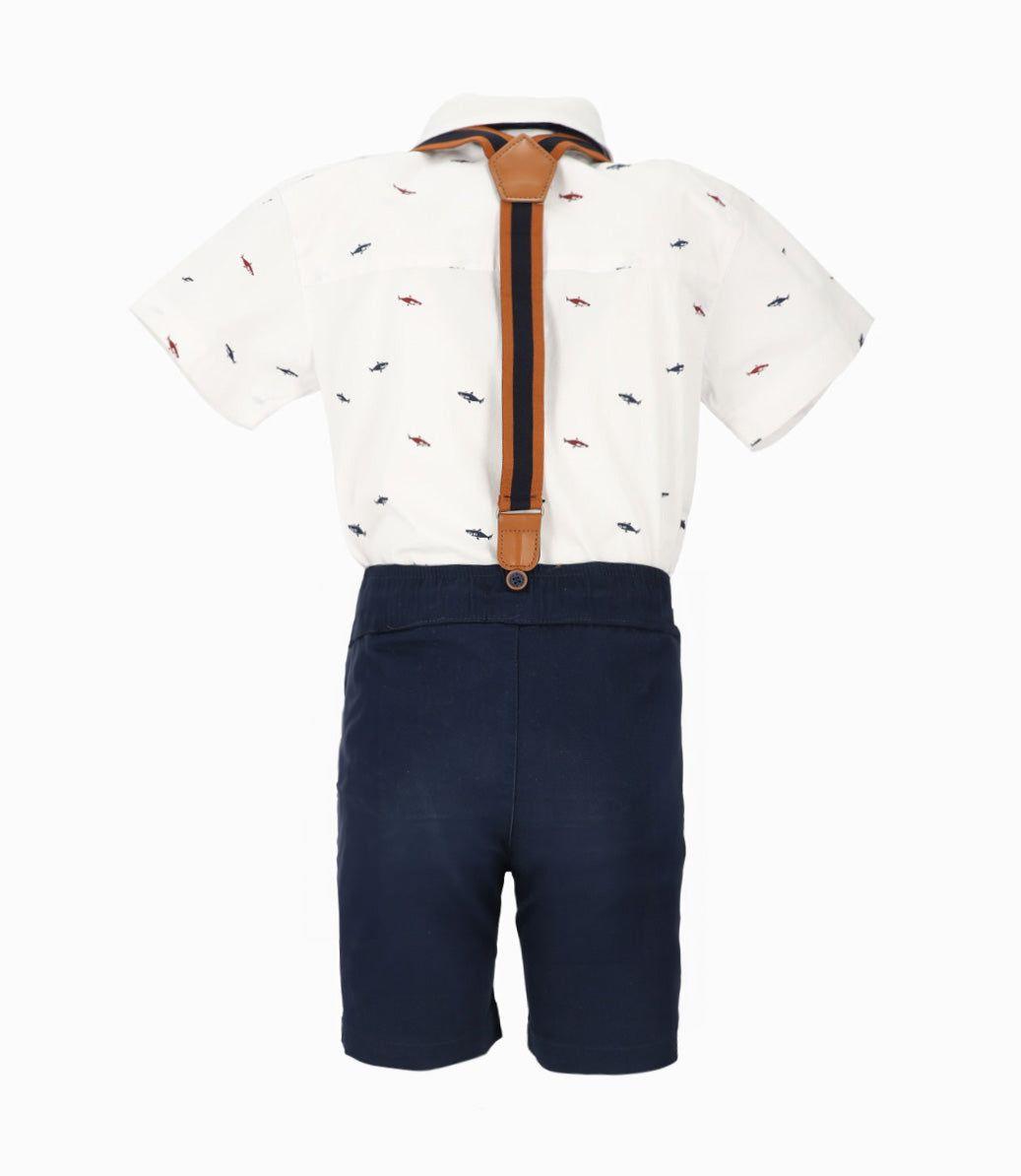 Conjunto niño de camisa y bermudas blanco Black and Blue-2