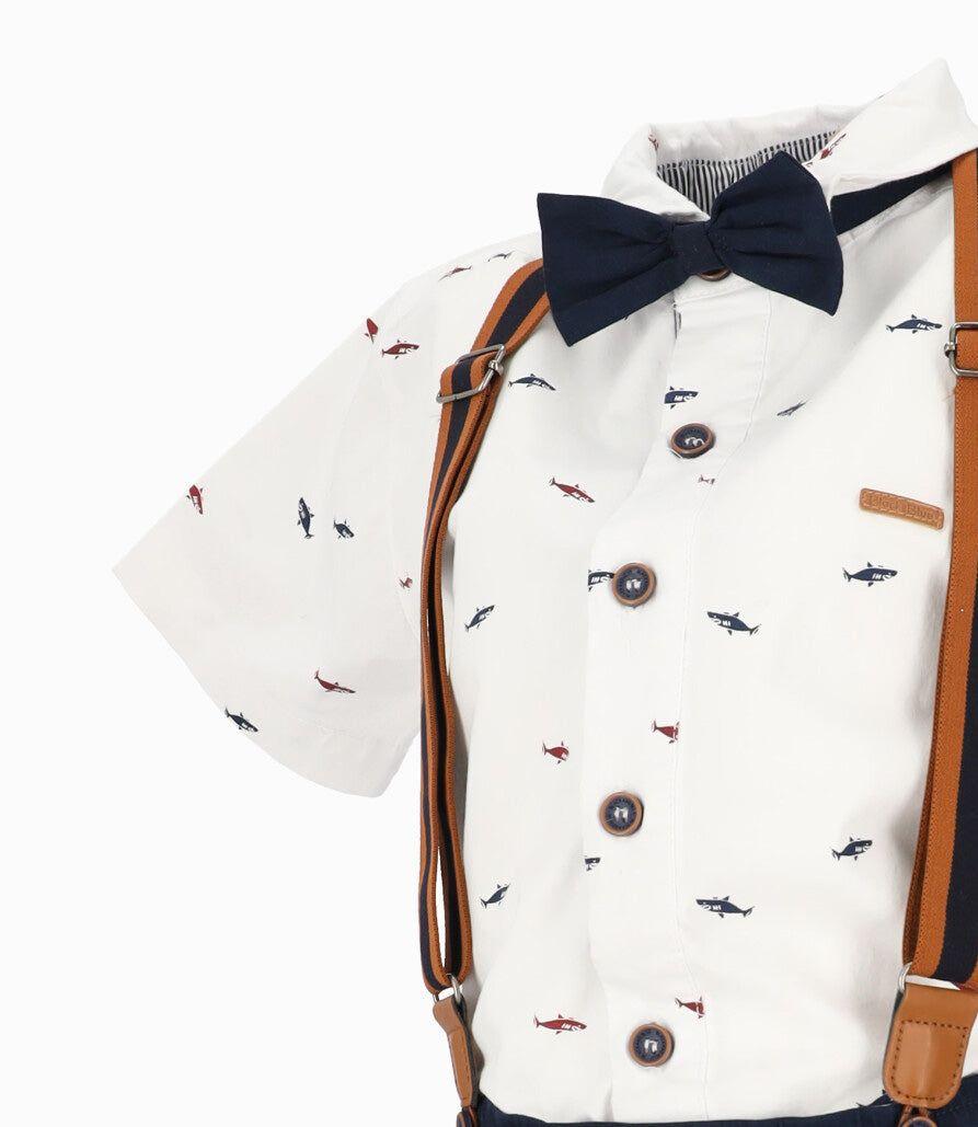 Conjunto niño de camisa y bermudas blanco Black and Blue-3