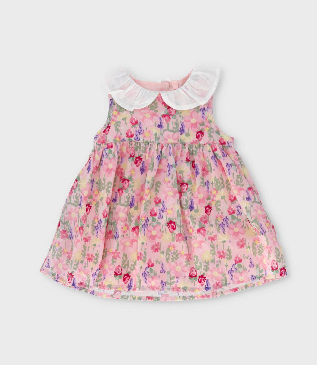 Vestido recién nacida floreado con bolero chicle Limonada-2