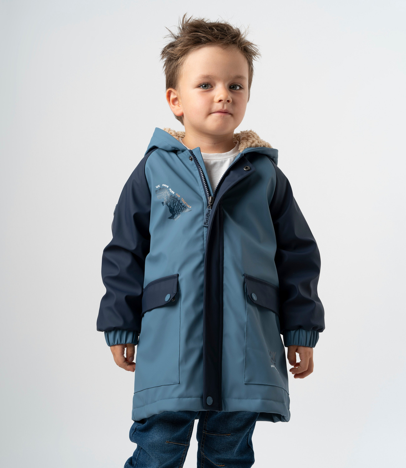Chaqueta niño engomada azul marino Black and blue-0