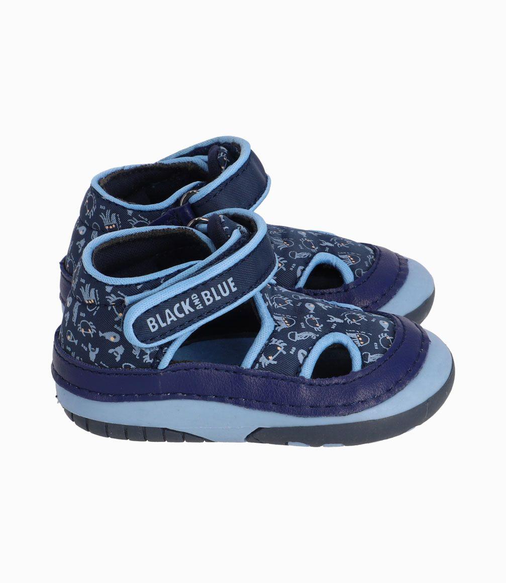 Sandalia Cangrejera Recién Nacido Azul Black and Blue-1