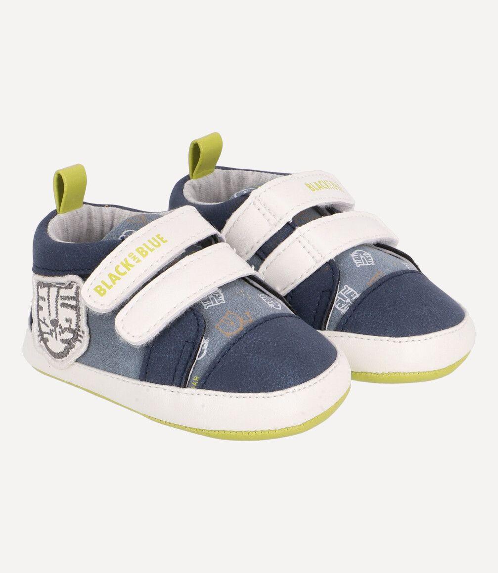 Zapatilla Parche De Tigre Recién Nacido Azul Black and Blue-0