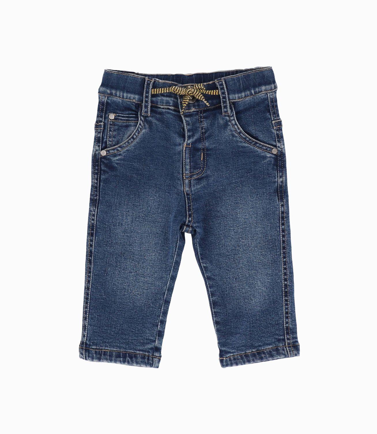 Jeans bebés básicos denim azul Black and Blue-0