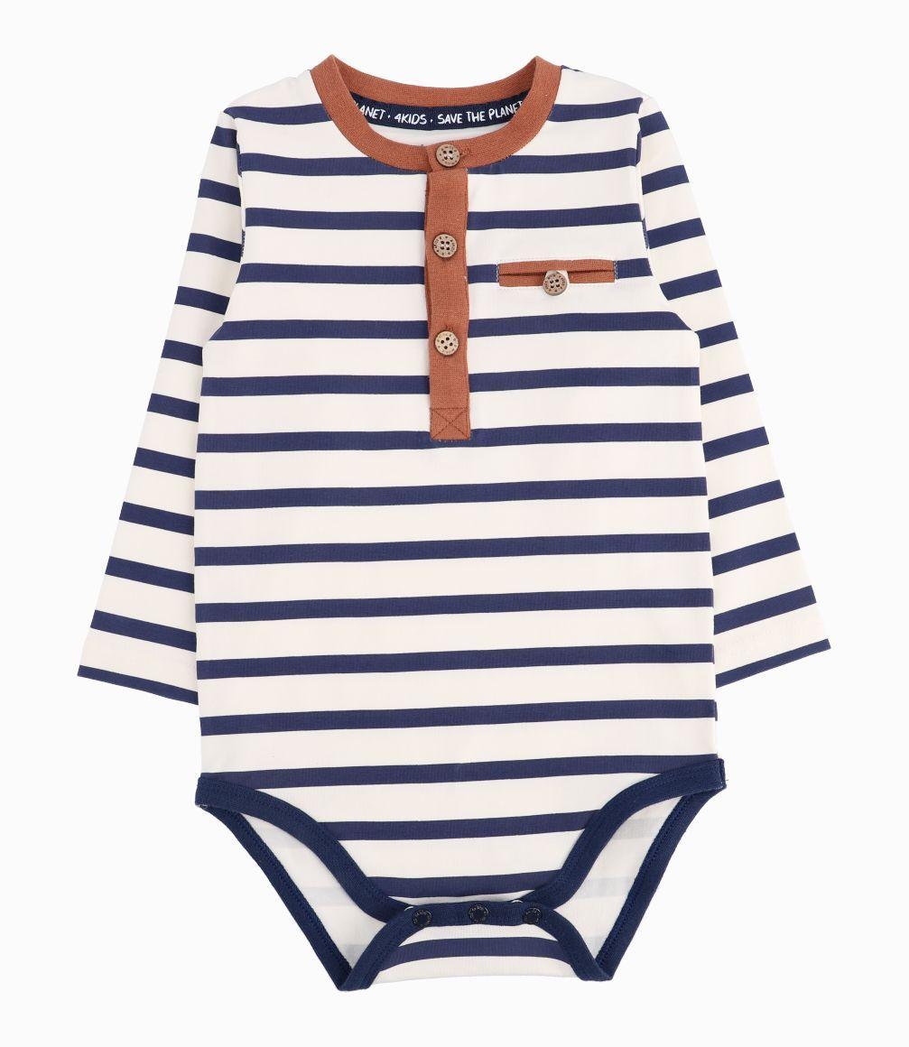 Body Bebé Niño Rayado 4 Kids Azul Marino-0