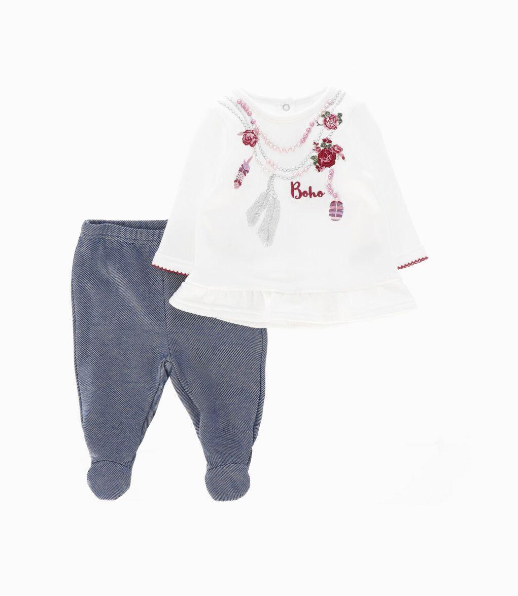 Conjunto recién nacida de polera y calzas blanco Limonada-0