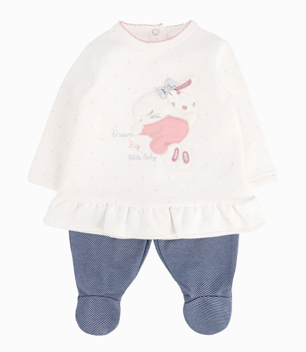 Conjunto Recién Nacida De Polera Y Calzas Limonada Rosado-0