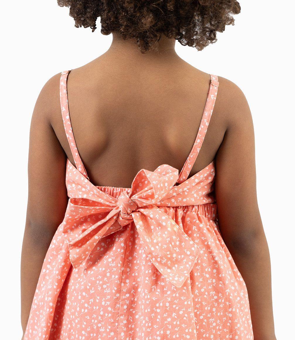 Vestido Niña Estampado De Flores Coral-1