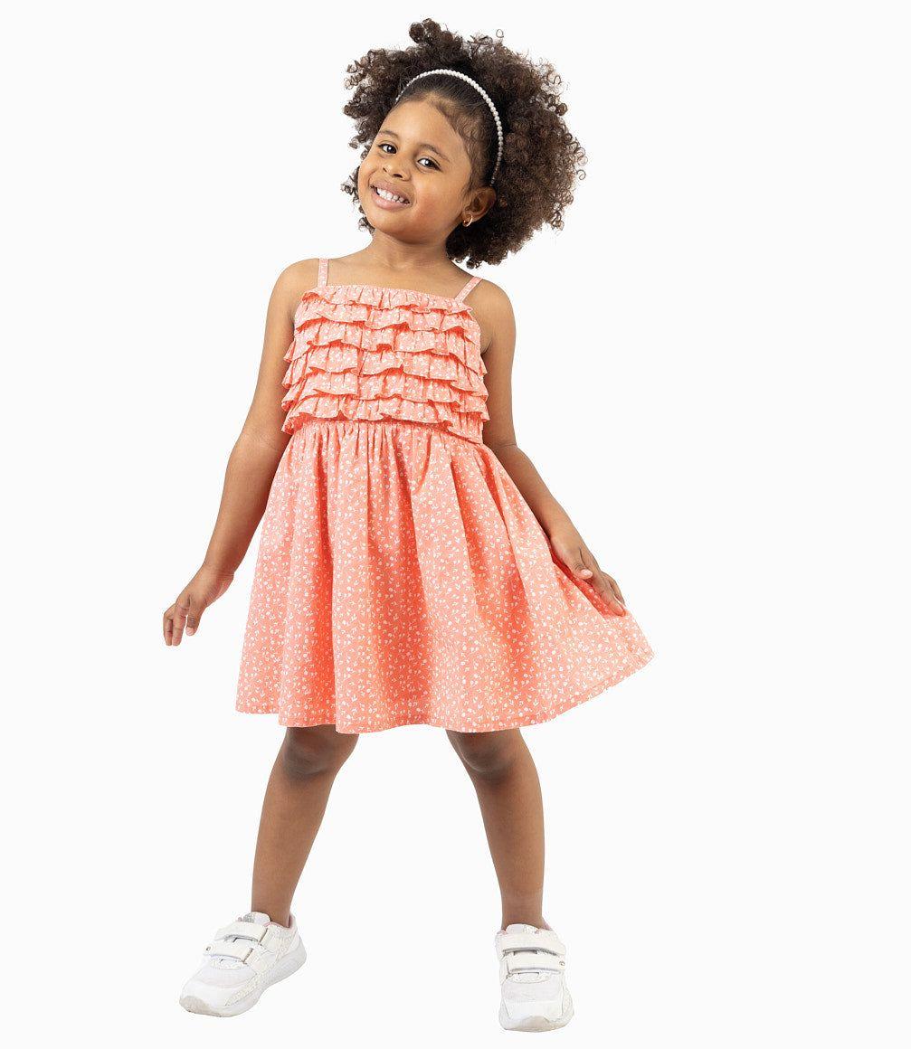 Vestido Niña Estampado De Flores Coral-2