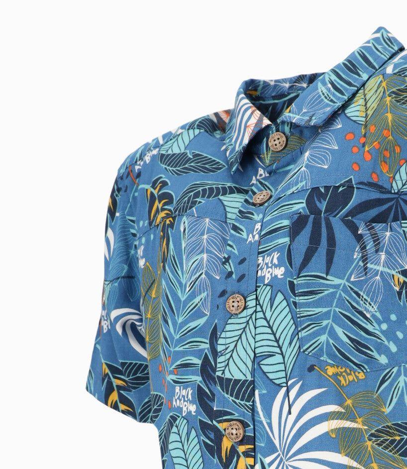 Camisa manga corta niño con palmera azul Black and Blue-2