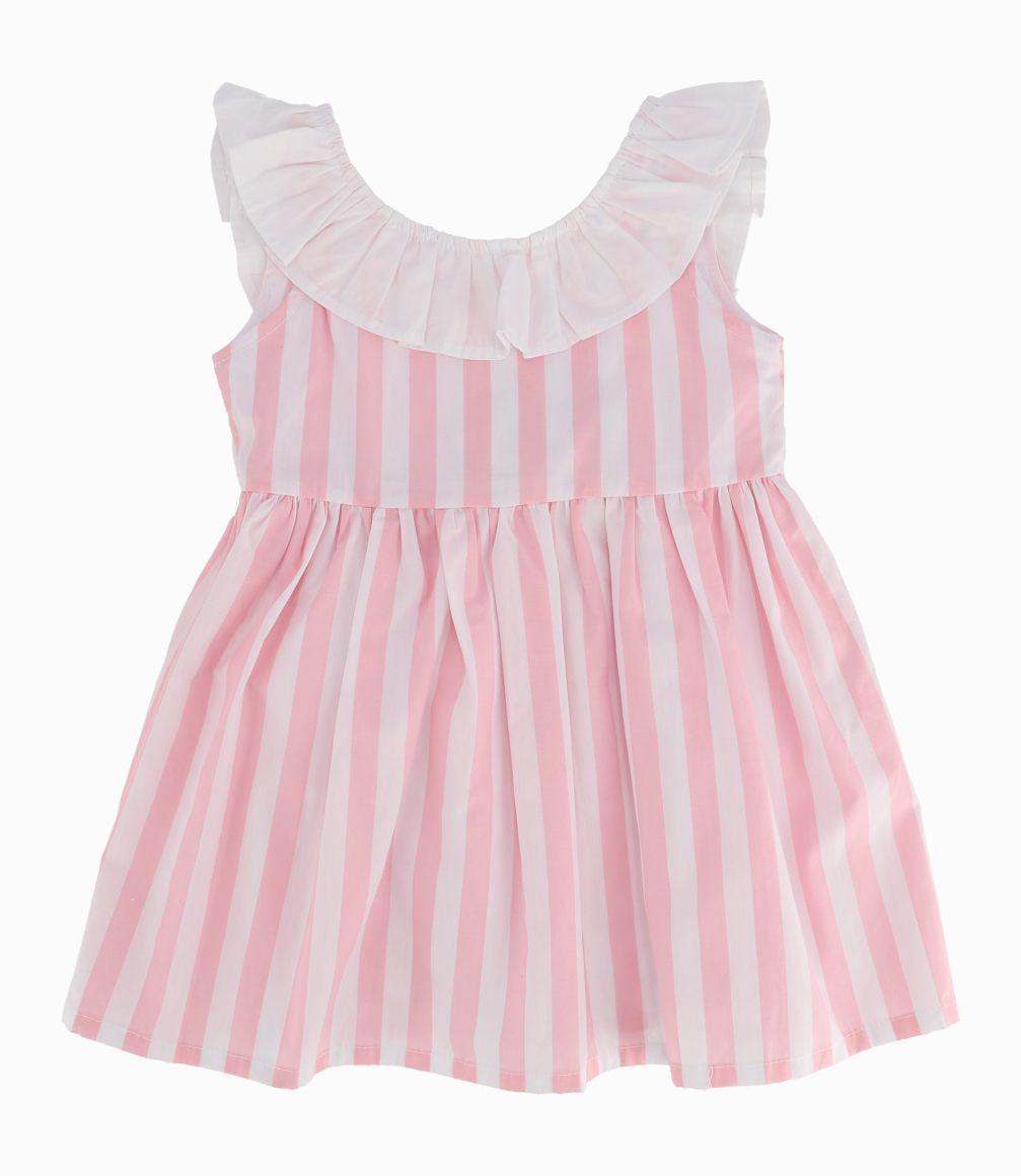 Vestido A Rayas Bebé Niña Rosado Limonada-0