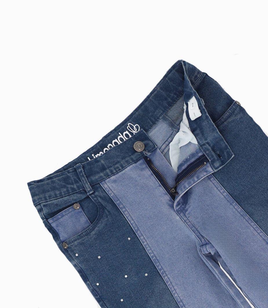 Jeans niña acampanado Celeste Limonada-2