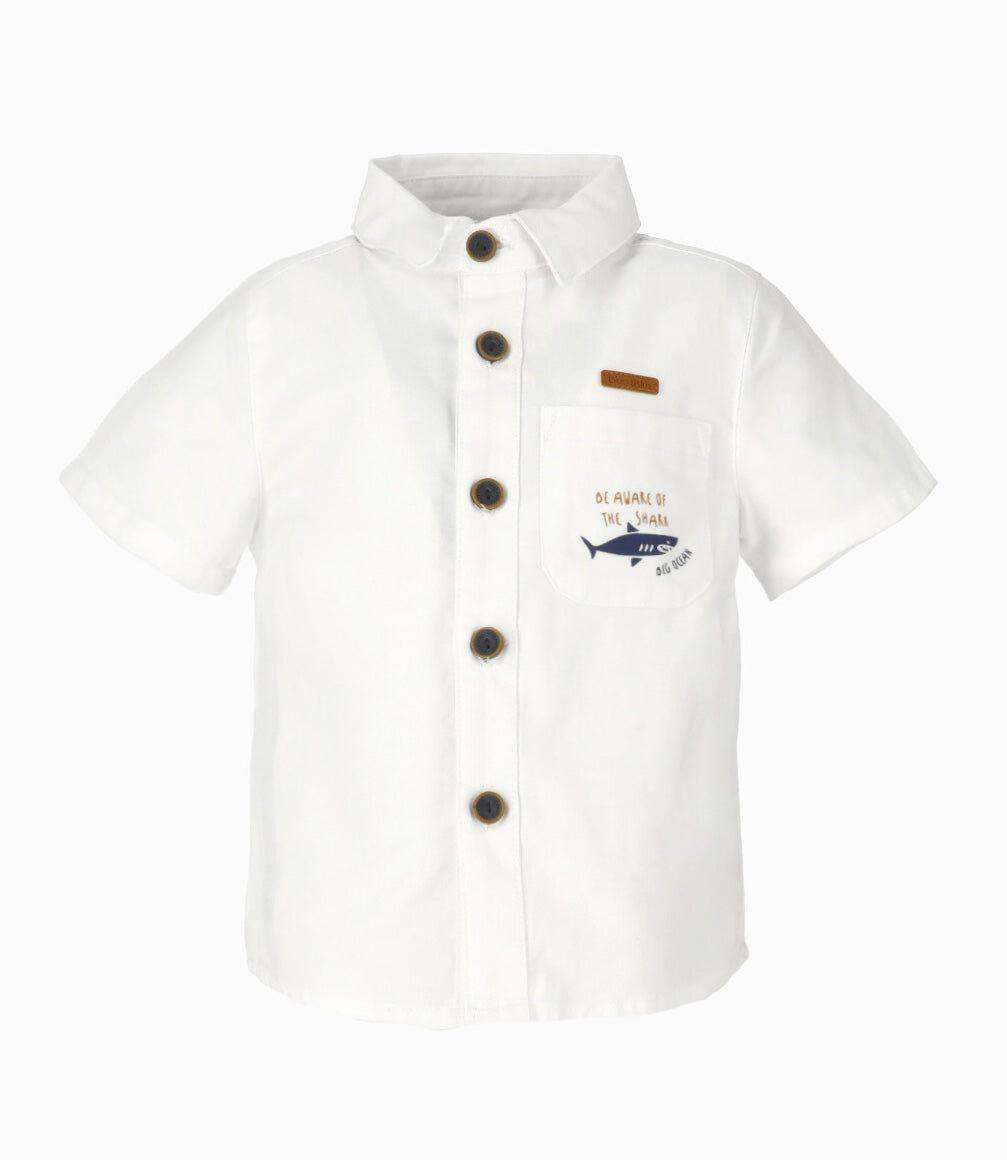 Camisa manga corta bebé con bolsillo blanco Black and Blue-0