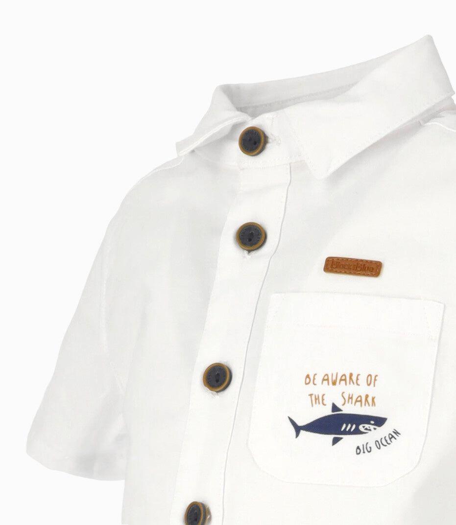 Camisa manga corta bebé con bolsillo blanco Black and Blue-2